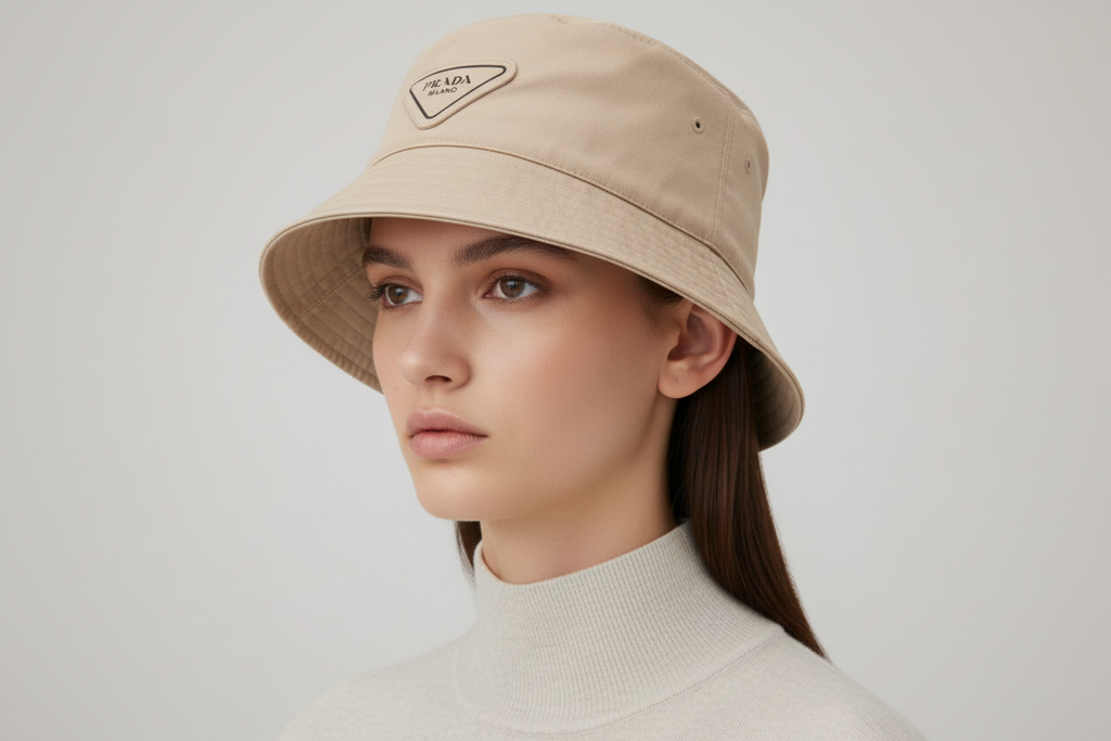 Prada Logo Bucket Hat Cotton Beige Size M – Previously Owned  Authentic