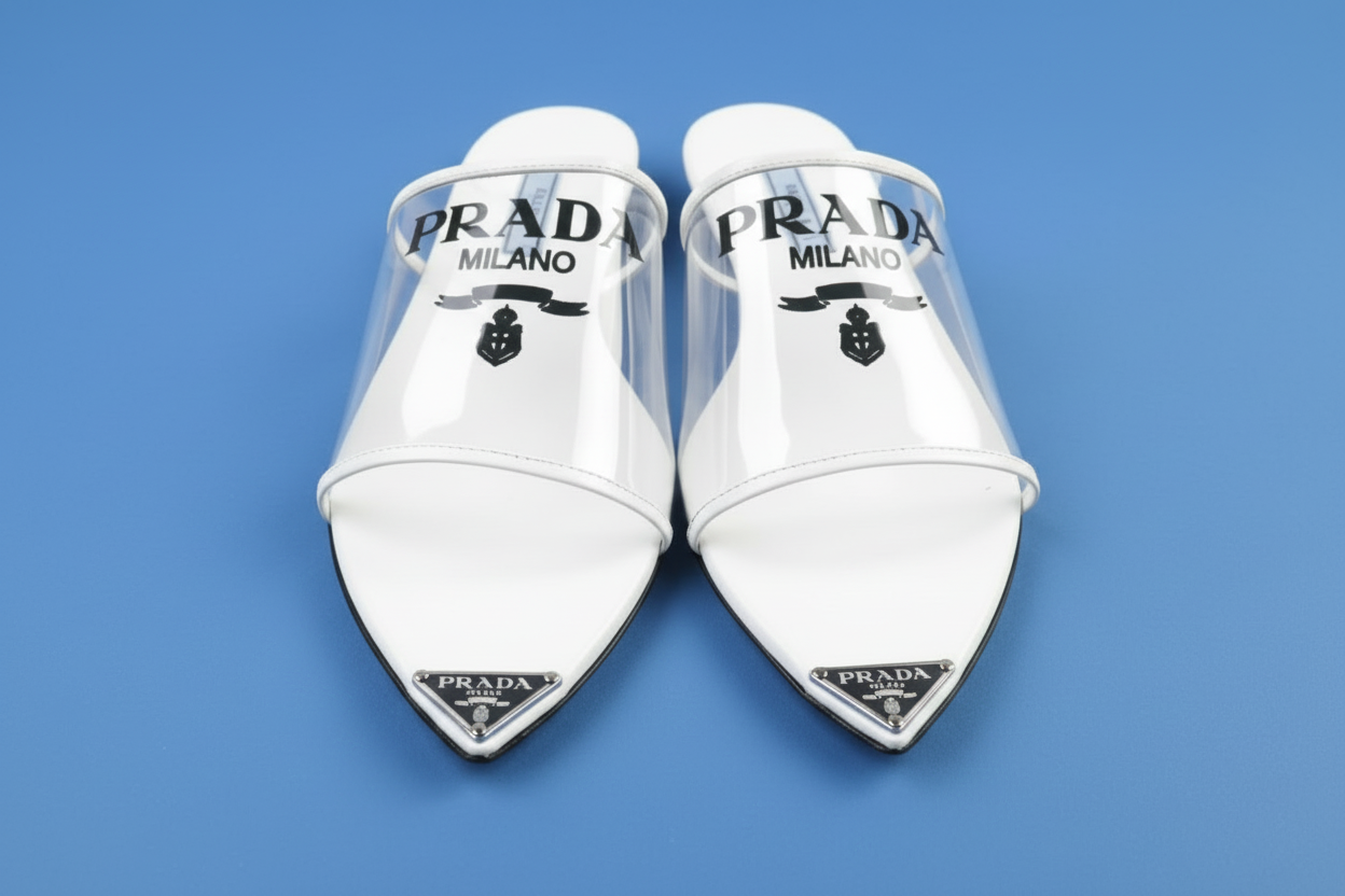Unused Prada Triangle Logo Mule Sandals Euro Size 5.5 Authentic Previous Owned