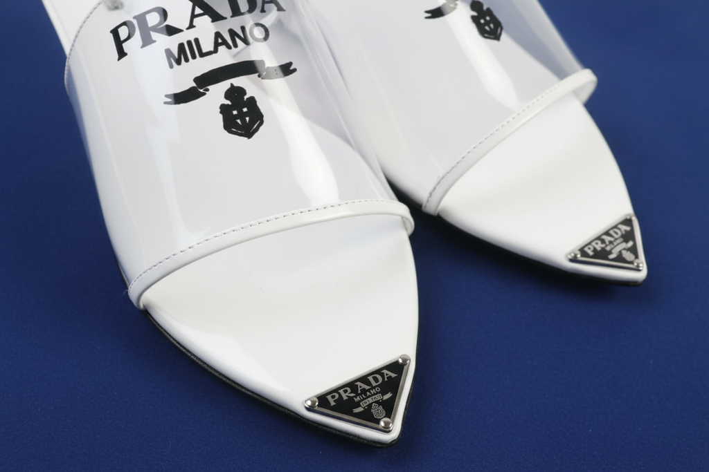 Unused Prada Triangle Logo Mule Sandals Euro Size 5.5 Authentic Previous Owned