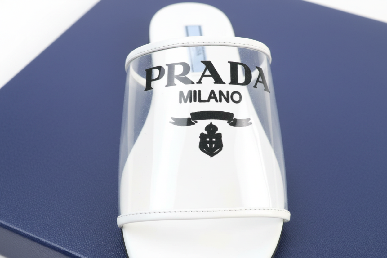 Unused Prada Triangle Logo Mule Sandals Euro Size 5.5 Authentic Previous Owned