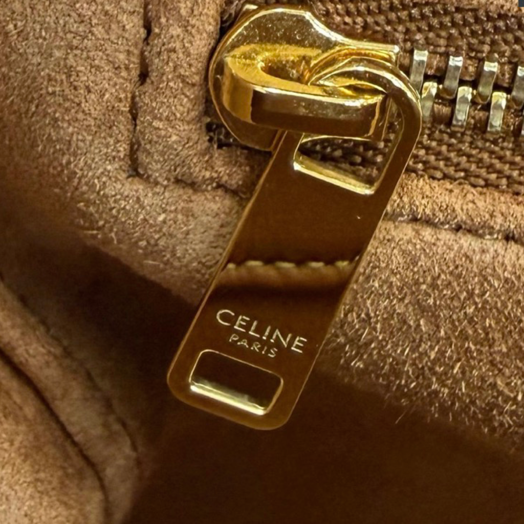 CELINE Teen Soft 16 Suede Leather Shoulder Bag Tan Gold Hardware – Authentic Previously Owned