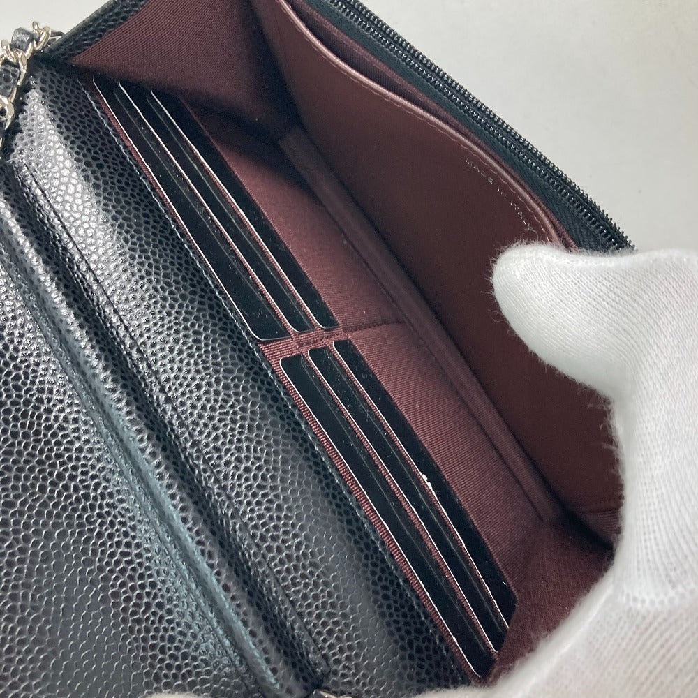 CHANEL Chain Wallet in Black Quilted Caviar Leather Vintage