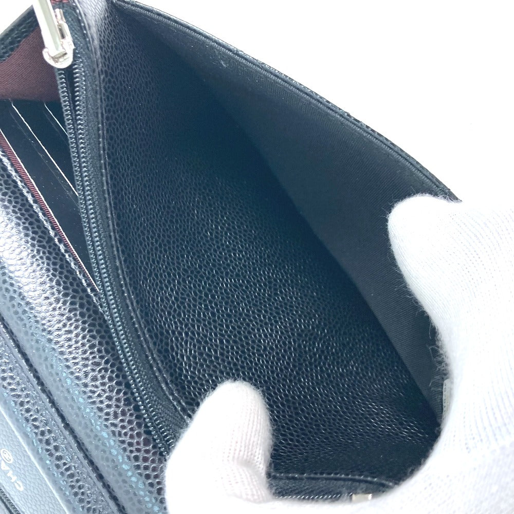 CHANEL Chain Wallet in Black Quilted Caviar Leather Vintage