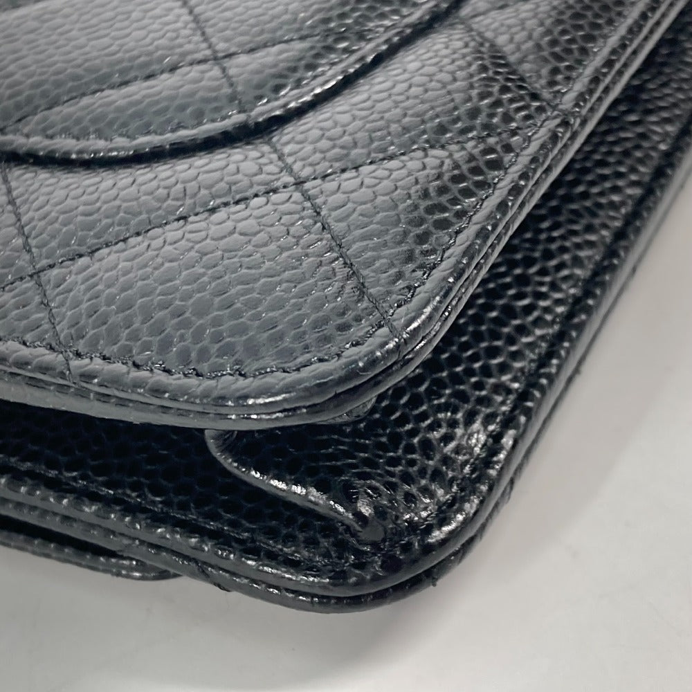 CHANEL Chain Wallet in Black Quilted Caviar Leather Vintage