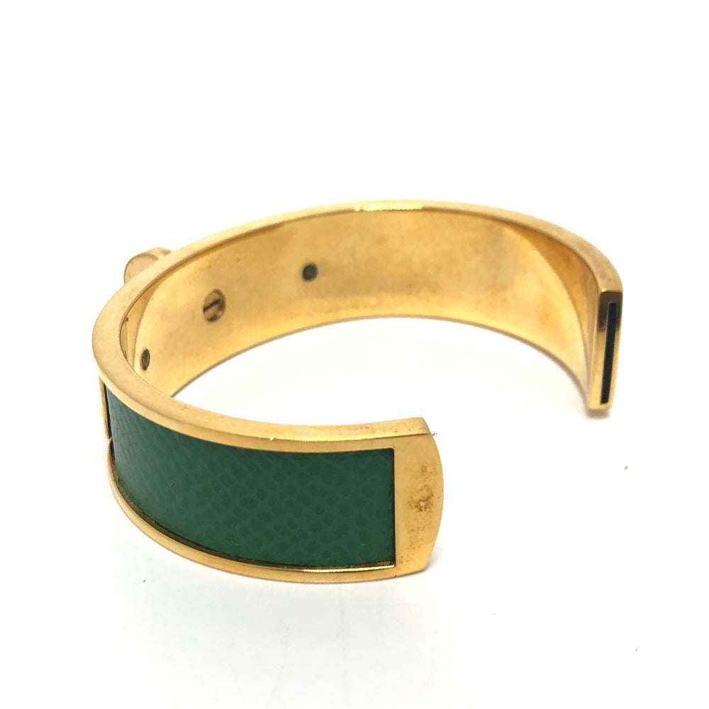 Hermès Kelly Bangle Gold-Plated with Green Leather Inlay –