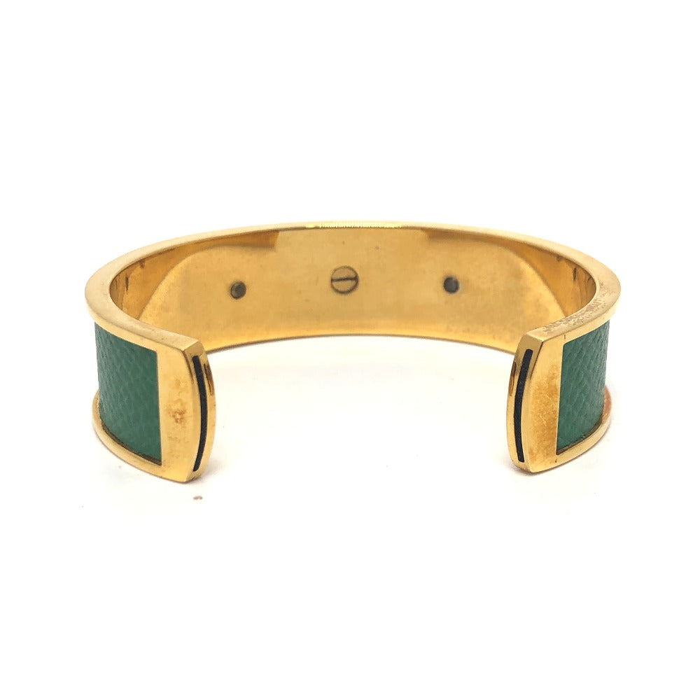 Hermès Kelly Bangle Gold-Plated with Green Leather Inlay –