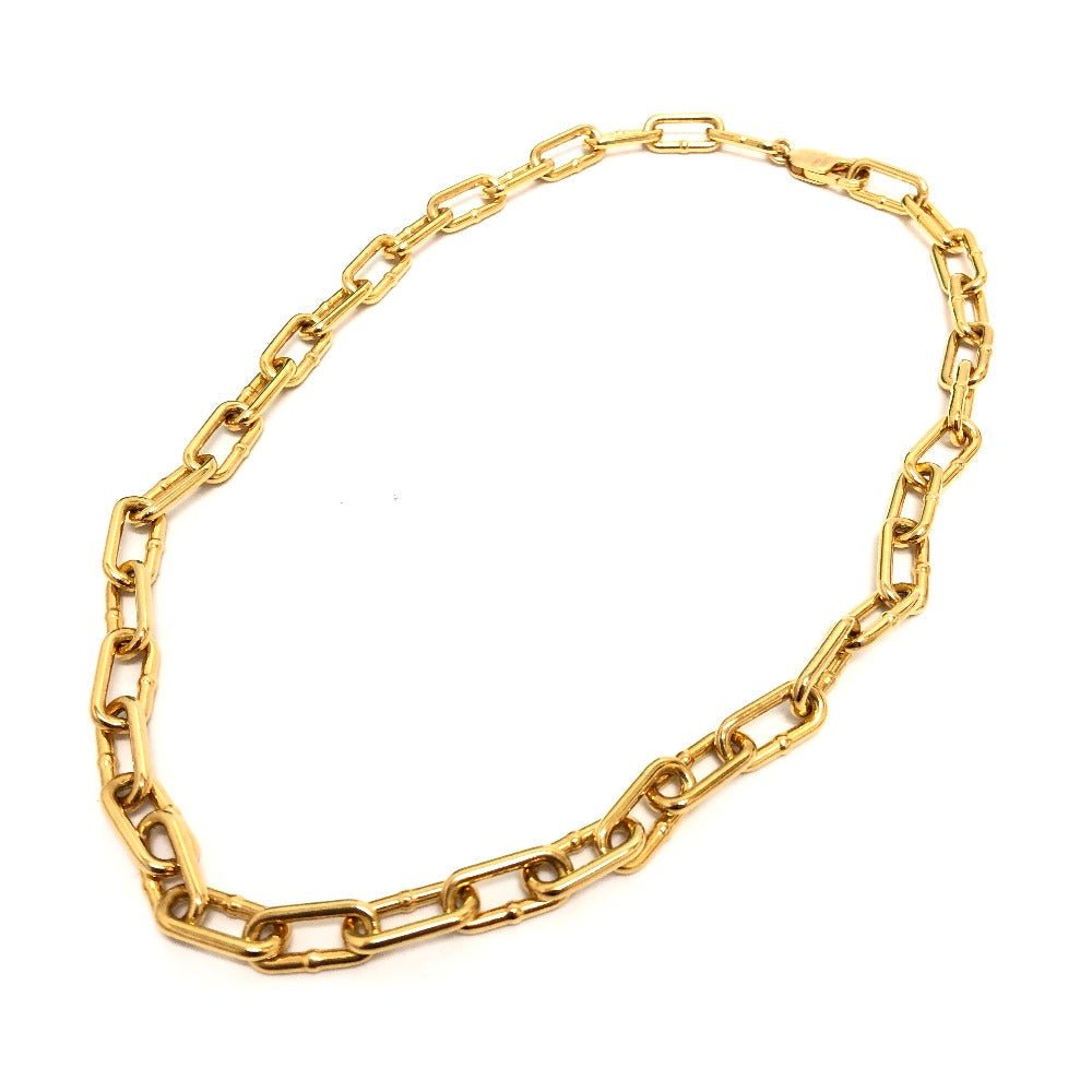 Bottega Veneta - 9182 - 23394 - 5 100% Authentic Pre - Owned SV925 Gold - Tone Necklace – Circa 2010s – Designed by Tomas Maier – Made in Italy - LLUXE.CA