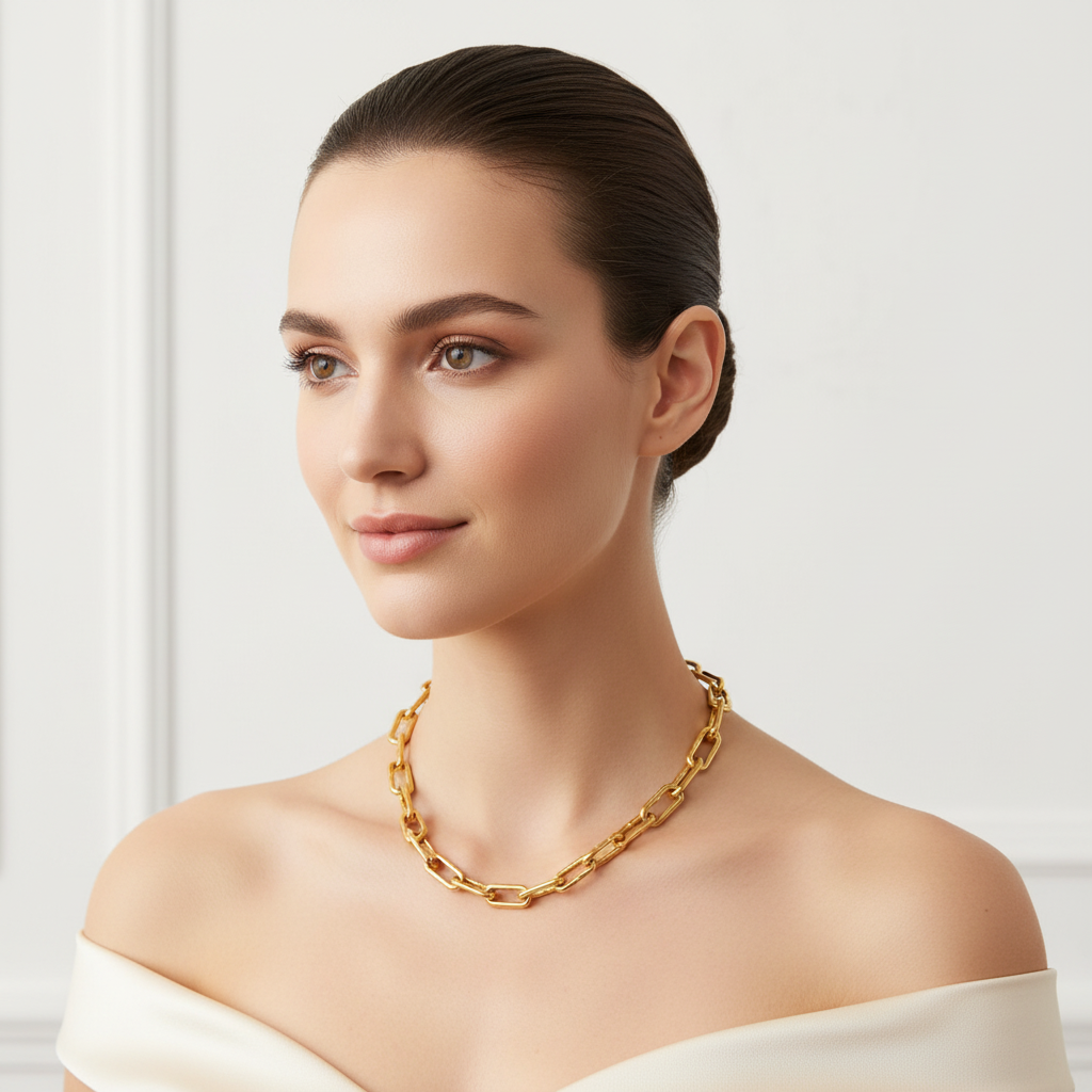 BOTTEGA VENETA Sterling Silver Necklace in Gold Finish – Unisex – 100% Authentic ✨Previously Owned Excellent Condition ~31% Off MSRP