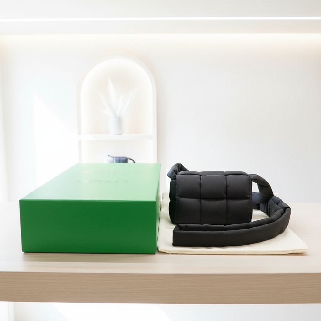 Bottega Veneta Padded Cassette Mini Designed by Daniel Lee, Black Nylon, Italy Pre-Owned, 100% Authentic ✨nearly unused