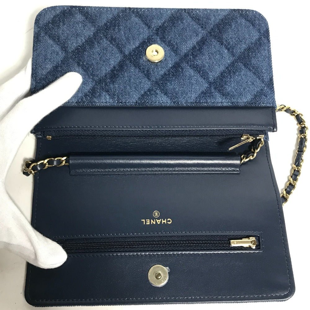 CHANEL AP0250 Long Wallet on Chain in Denim Blue Matelassé – Quilted ,Designed by Karl Lagerfeld, 2020s, 100% Authentic Pre - Owned item No. 30860 - 22790 - 1 Never used / store - fresh see - LLUXE.CA