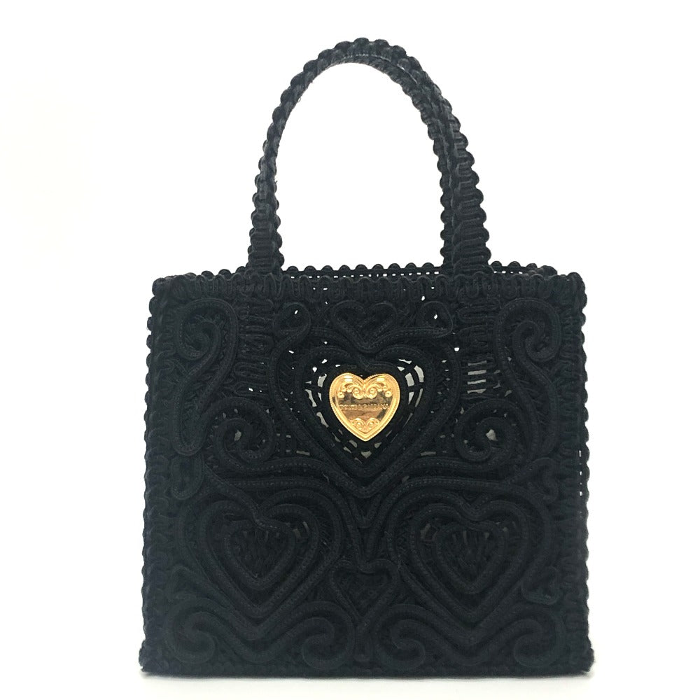 Dolce & Gabbana Devotion Heart Tote Bag 8236 - 23947 - 2 in Black Macramé (Circa Late 2010s, Designers: Domenico Dolce & Stefano Gabbana) – Pre - Owned, 100% Authentic - LLUXE.CA