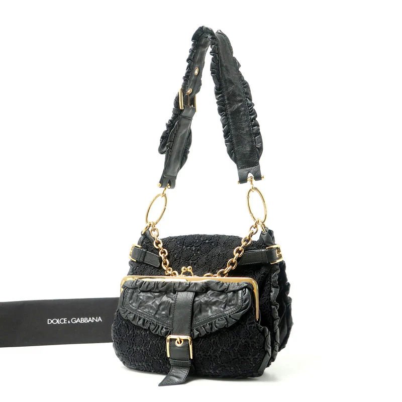 DOLCE & GABBANA – Shoulder Bag – Model No. 8183 - 15824 - 6 – Leopard Flower Rock Metal – Domenico Dolce & Stefano Gabbana – 2010s – 100% Authentic Pre - Owned Item No. RA2387 - LLUXE.CA