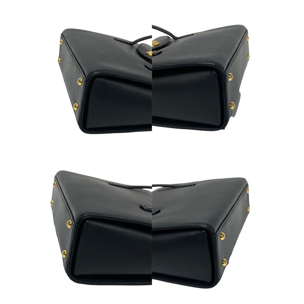 GIVENCHY Vintage Black Leather Handbag with Gold Medallion Logo (Circa 1980s–1990s, Designer: Hubert de Givenchy) – Pre - Owned, 100% Authentic - LLUXE.CA