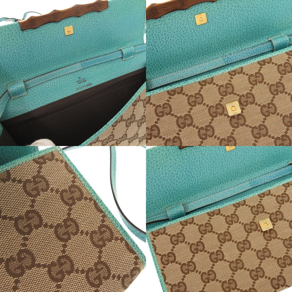 GUCCI Bamboo 7G0447E5NB in GG Canvas with Blue Leather Trim (Circa Early 2000s, Designed under Tom Ford, Made in Italy) – 100% Authentic Pre Owned Genuine - LLUXE.CA