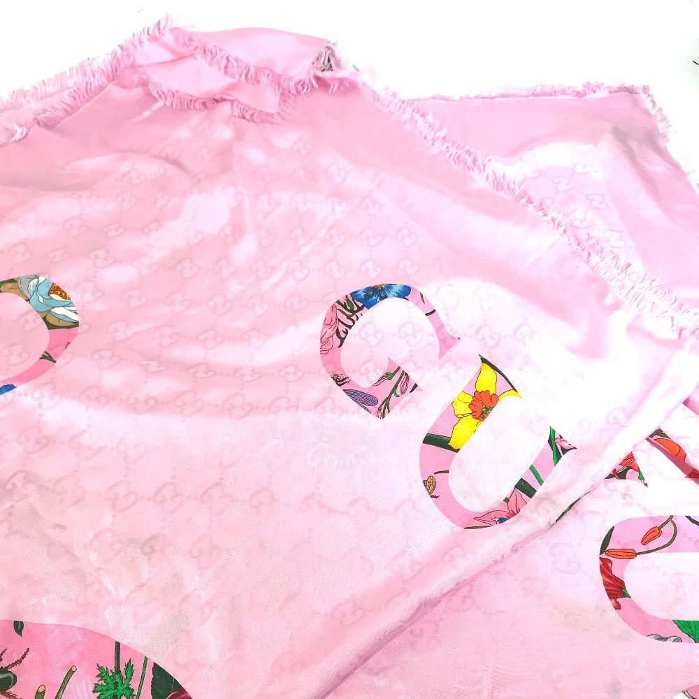 GUCCI – Shawl – Model No. 663676 – GG Logo Flora – Silk & Rayon – Alessandro Michele – 2022 – 100% Authentic Pre - Owned - LLUXE.CA