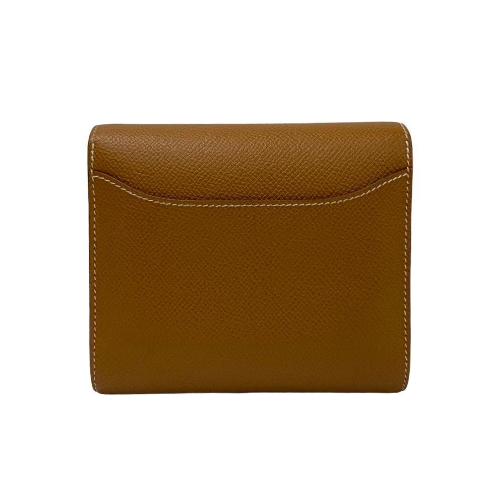 HERMÈS 500A2181378 Constance Compact Wallet in Brown Epsom Leather with Metal H Logo – Pre - Owned, 100% Authentic (Genuine) - LLUXE.CA