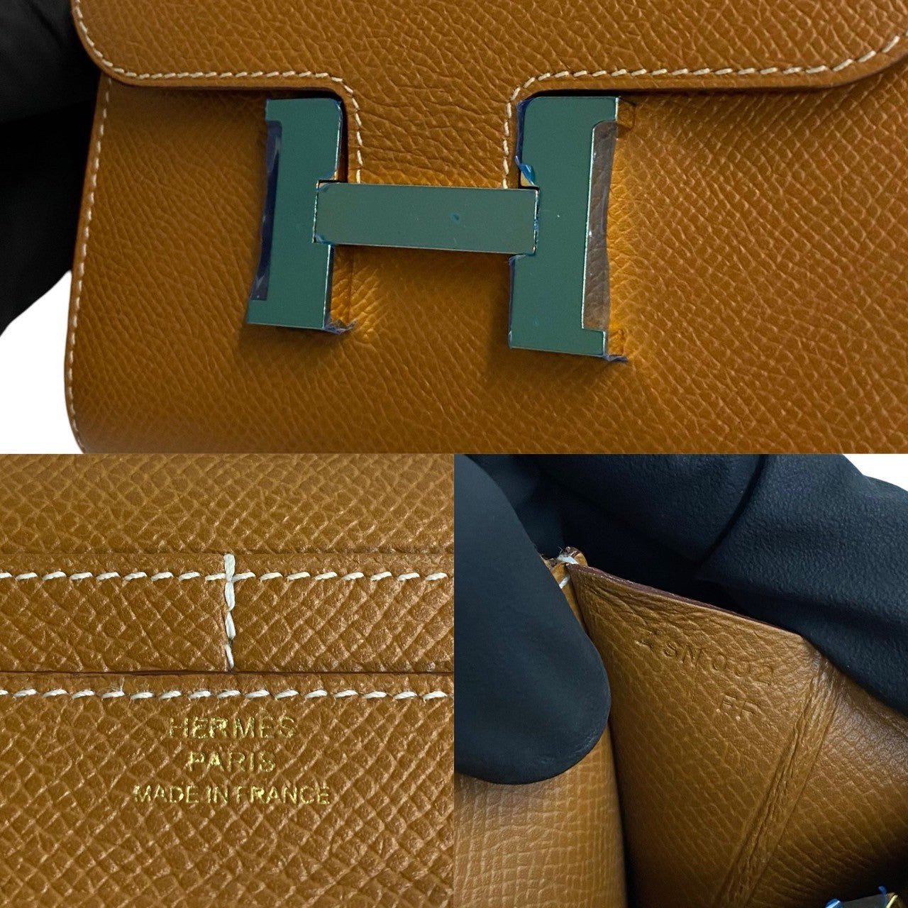 HERMÈS 500A2181378 Constance Compact Wallet in Brown Epsom Leather with Metal H Logo – Pre - Owned, 100% Authentic (Genuine) - LLUXE.CA