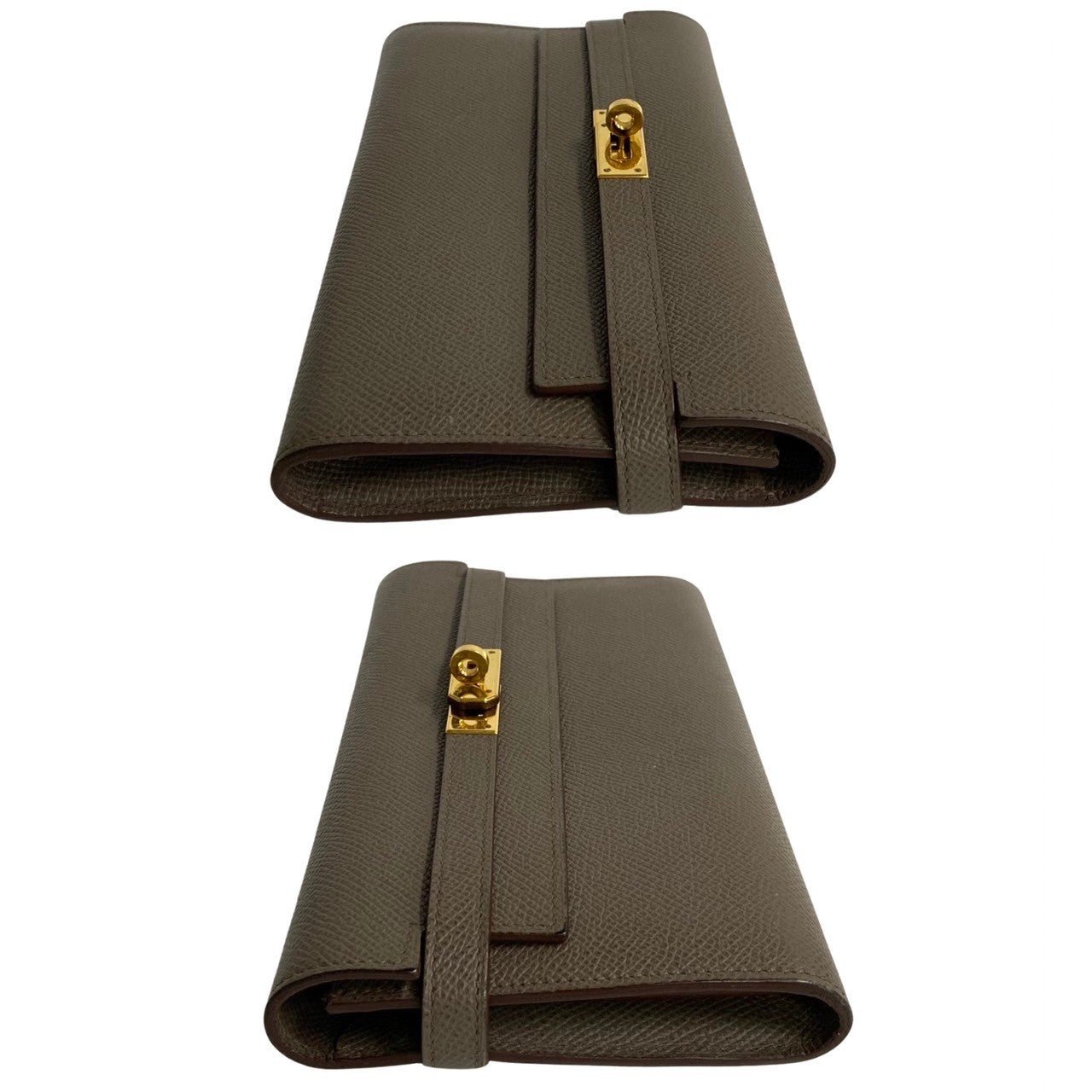 HERMÈS 5sbk - a2672337 Kelly Long Wallet in Gray Togo Leather with Gold Hardware – Circa 2012 – 100% Genuine & Authentic Pre - Owned – Functional Elegance with Ample Card Slots and Zipper Pocket - LLUXE.CA