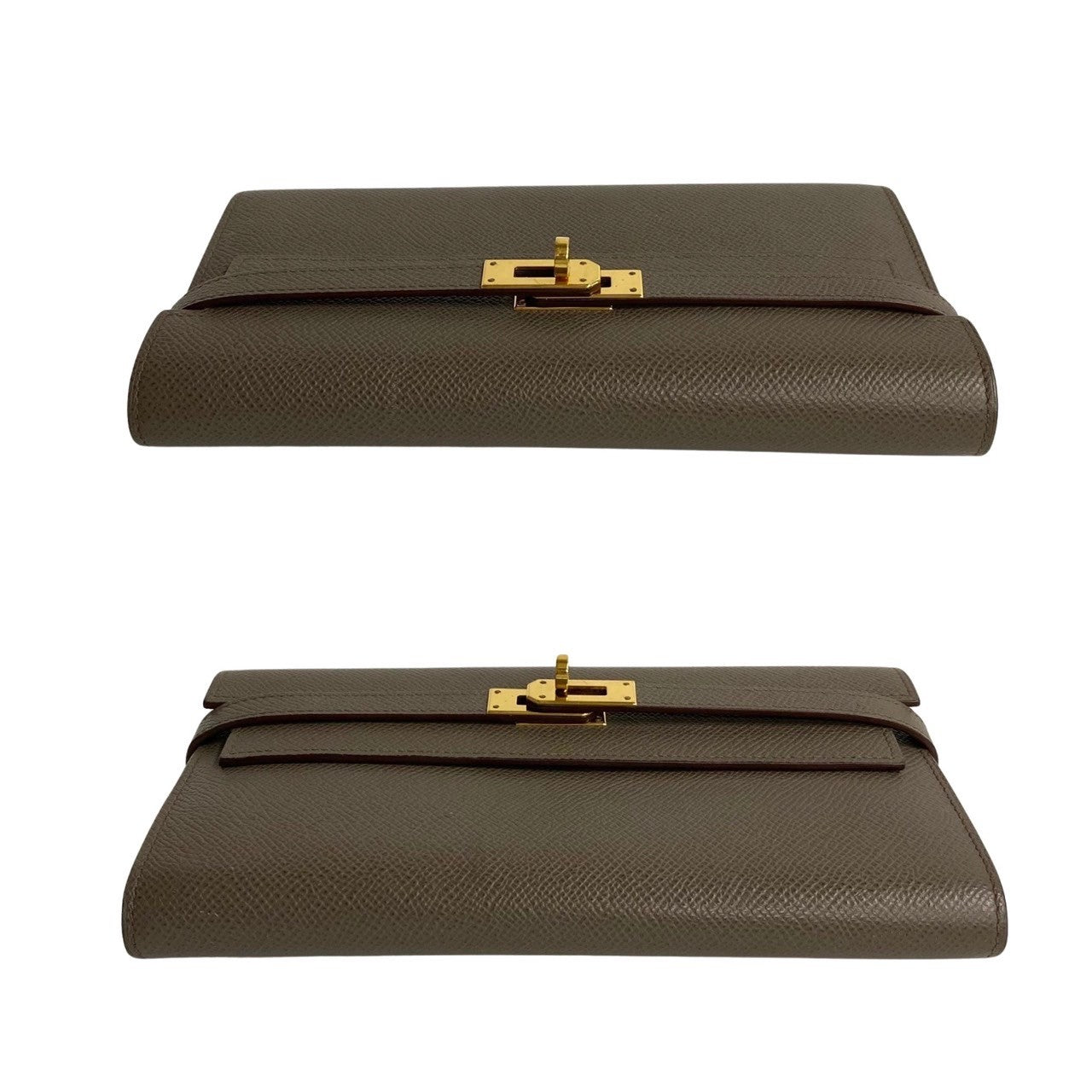 HERMÈS 5sbk - a2672337 Kelly Long Wallet in Gray Togo Leather with Gold Hardware – Circa 2012 – 100% Genuine & Authentic Pre - Owned – Functional Elegance with Ample Card Slots and Zipper Pocket - LLUXE.CA