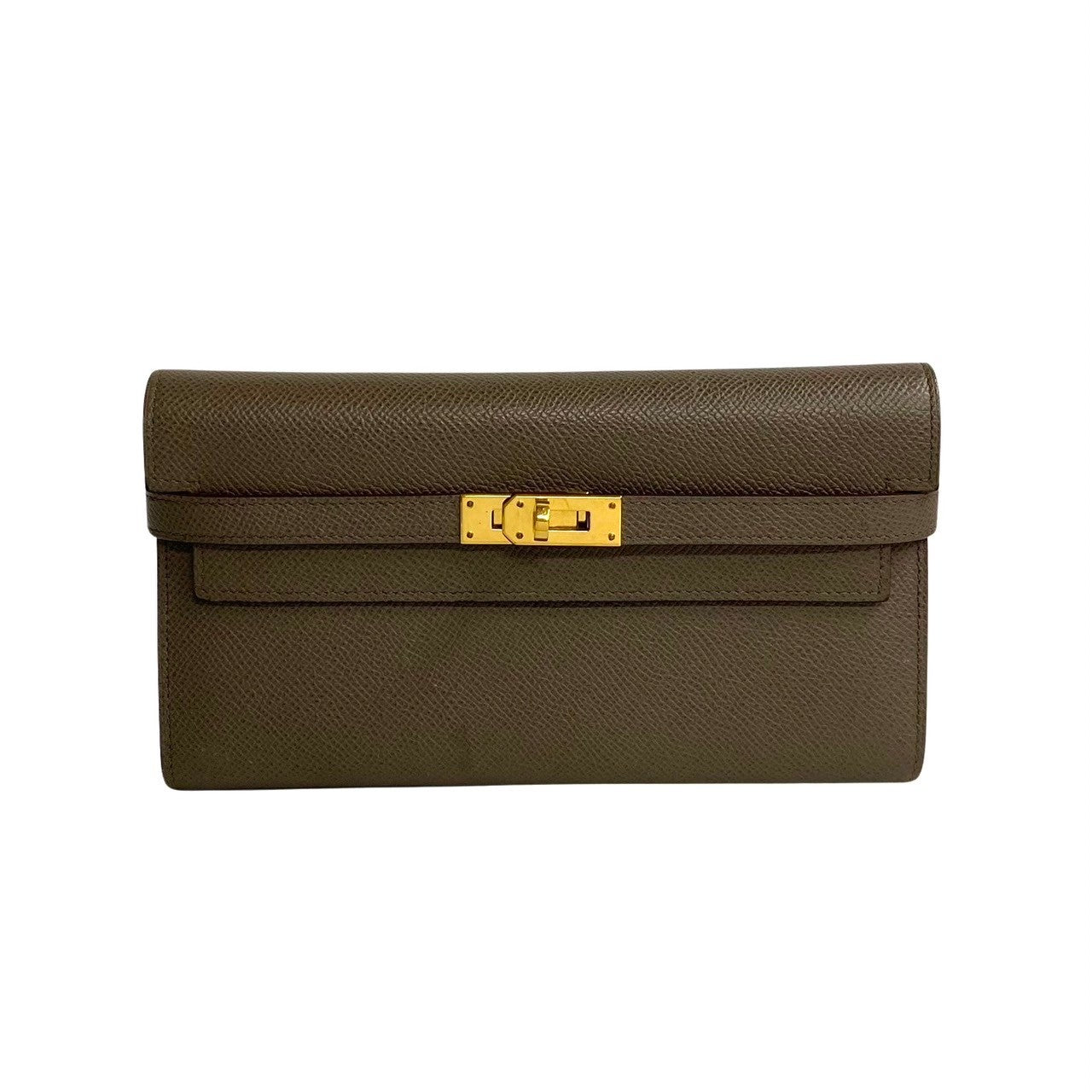 HERMÈS 5sbk - a2672337 Kelly Long Wallet in Gray Togo Leather with Gold Hardware – Circa 2012 – 100% Genuine & Authentic Pre - Owned – Functional Elegance with Ample Card Slots and Zipper Pocket - LLUXE.CA
