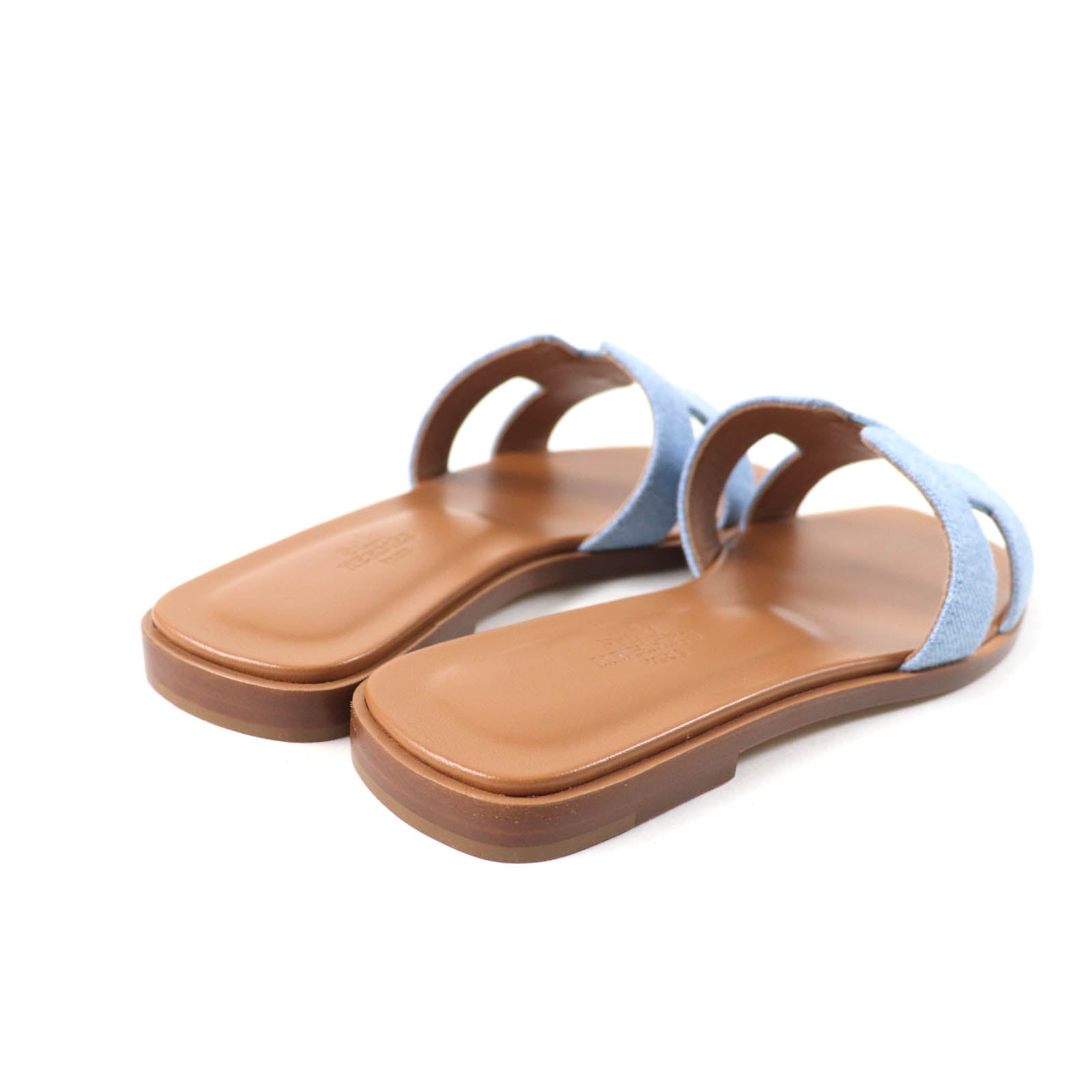 HERMÈS Oran Sandals 00024955 Blue Denim Fabric & Leather Size 35 (US 5) – Designed by Pierre Hardy (1997), Pre - Owned, Full Set, 100% Authentic (Genuine) - LLUXE.CA