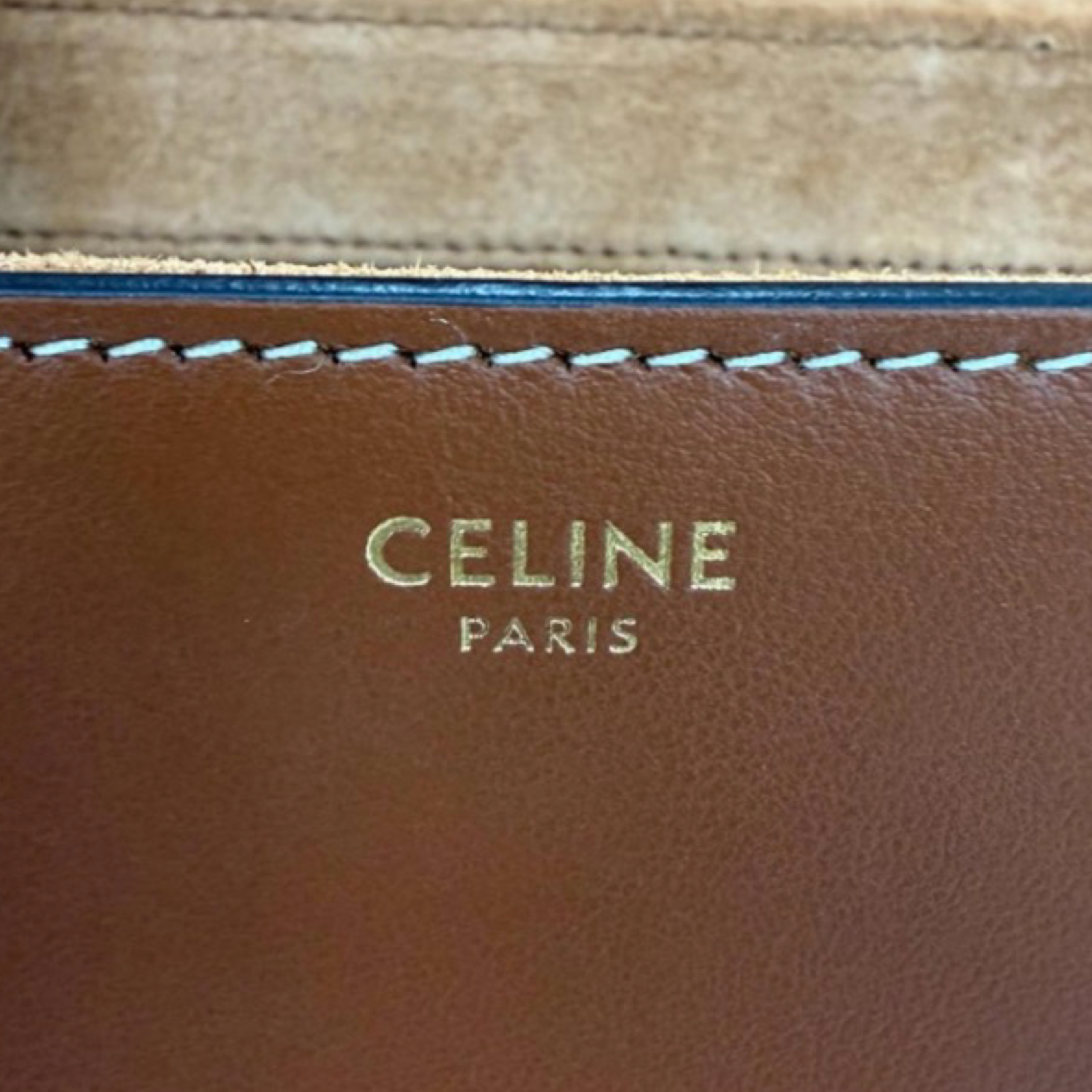 CELINE Teen Soft 16 Suede Leather Shoulder Bag Tan Gold Hardware – Authentic Previously Owned