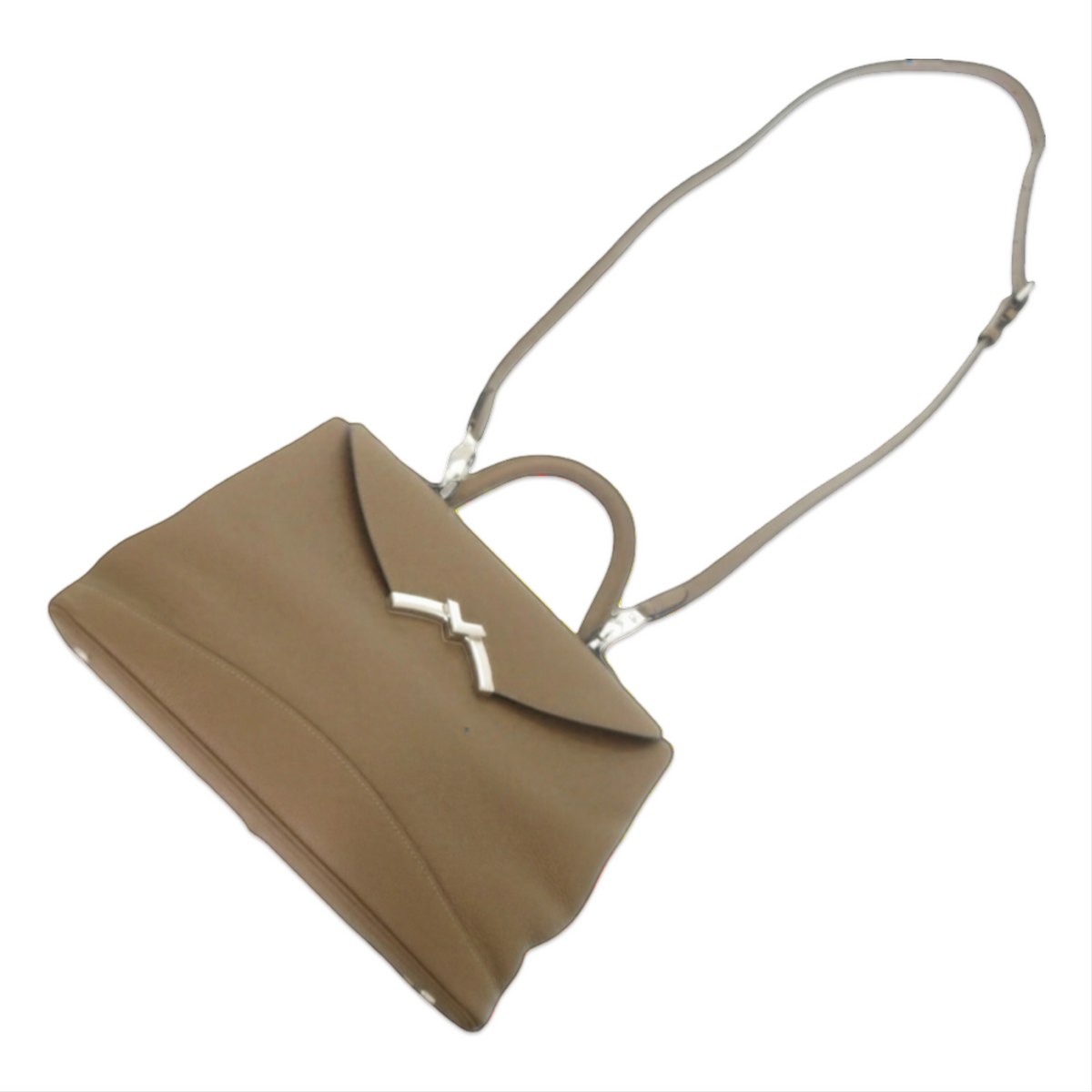 Moynat Gabrielle Taupe Grained Leather 2-Way Handbag – Previously Owned