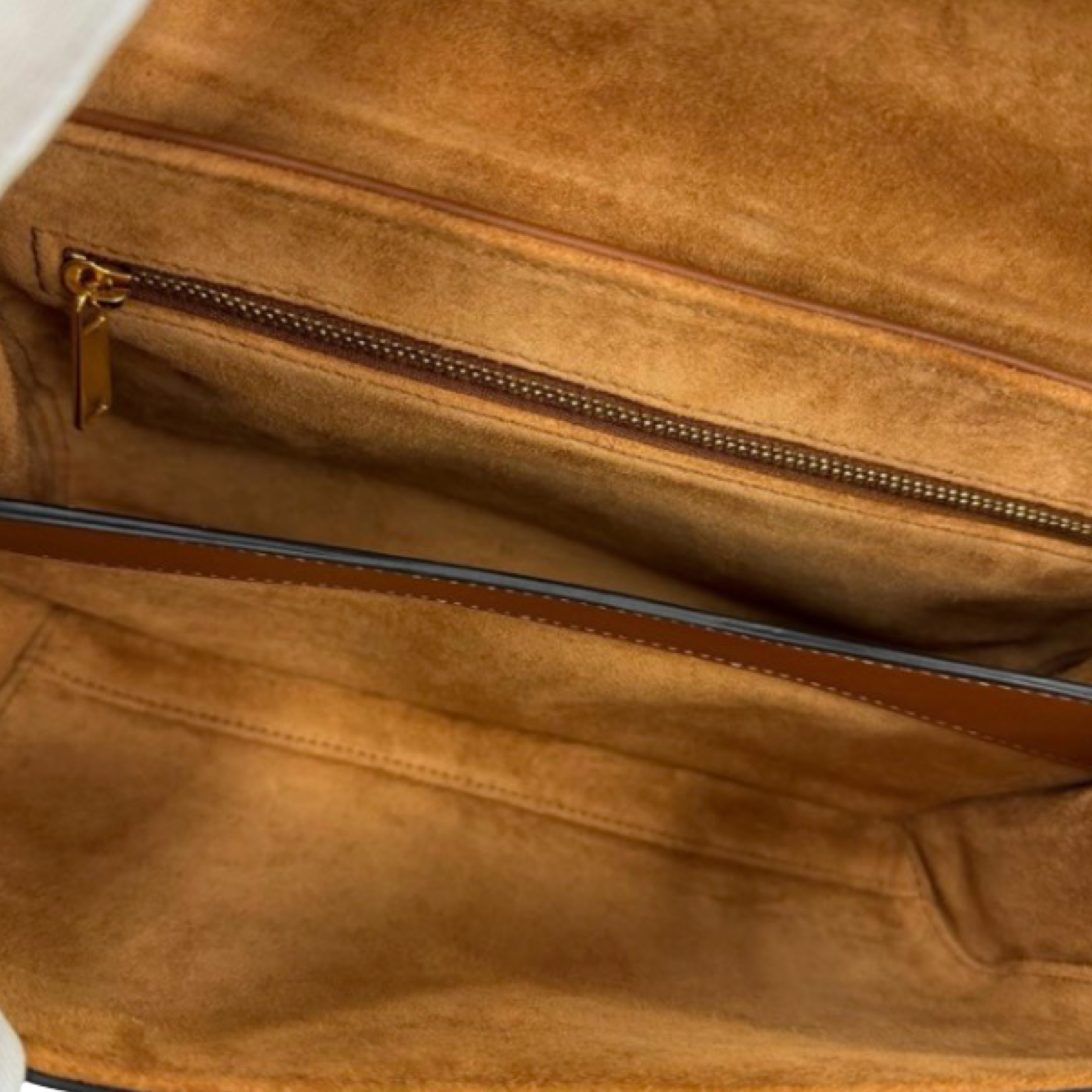CELINE Teen Soft 16 Suede Leather Shoulder Bag Tan Gold Hardware – Authentic Previously Owned