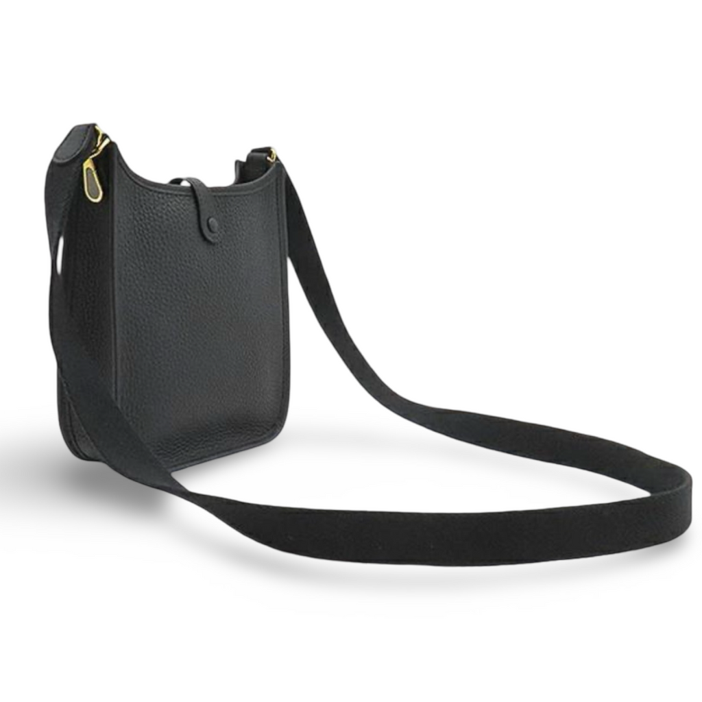 Hermès Evelyne TPM Taurillon Clemence Black Leather Gold Hardware Previously owned Like New  Authentic