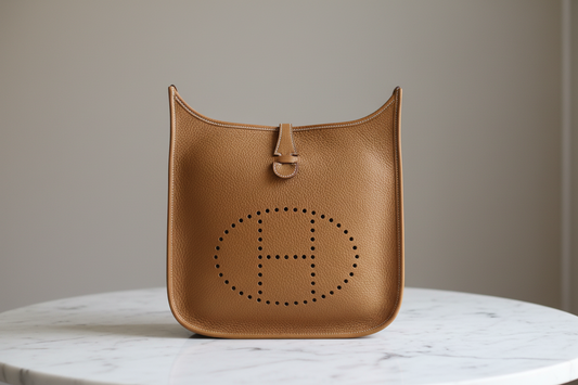 Hermès Evelyne III PM Taurillon Clemence Gold Leather – Pre-Owned- Excellent Condition | L’LUXE Authentic’s