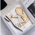 T-Strap Studded Low Heel Sandals