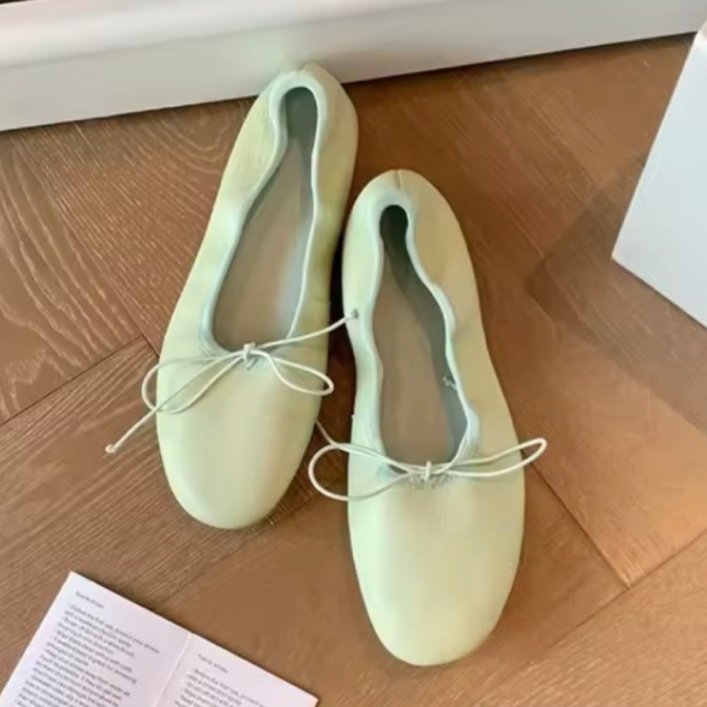 French-Inspired Genuine Leather Ballet Flats – Soft Round Toe Slip-On Shoes