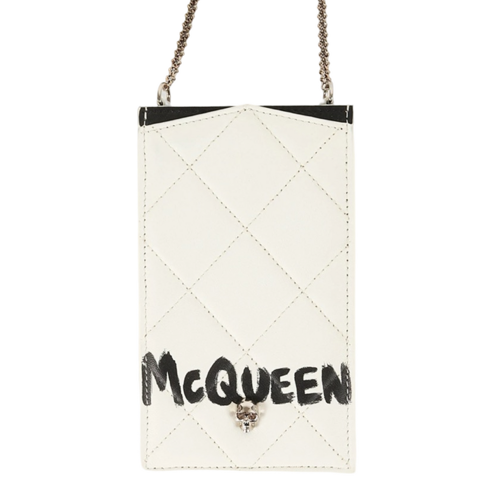 Alexander McQueen Skull Logo Leather Chain Phone Bag Previously Owned Authentic