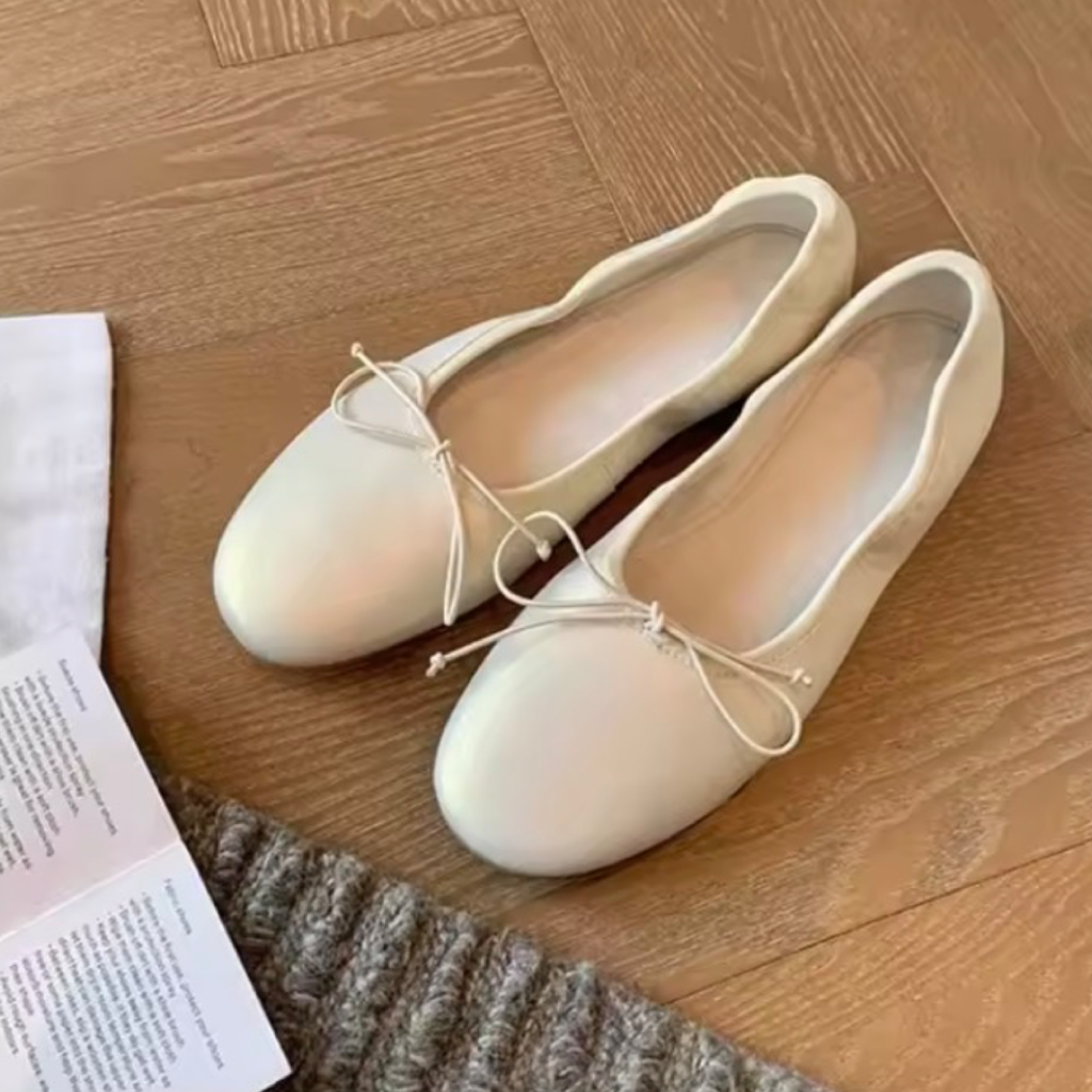 French-Inspired Genuine Leather Ballet Flats – Soft Round Toe Slip-On Shoes