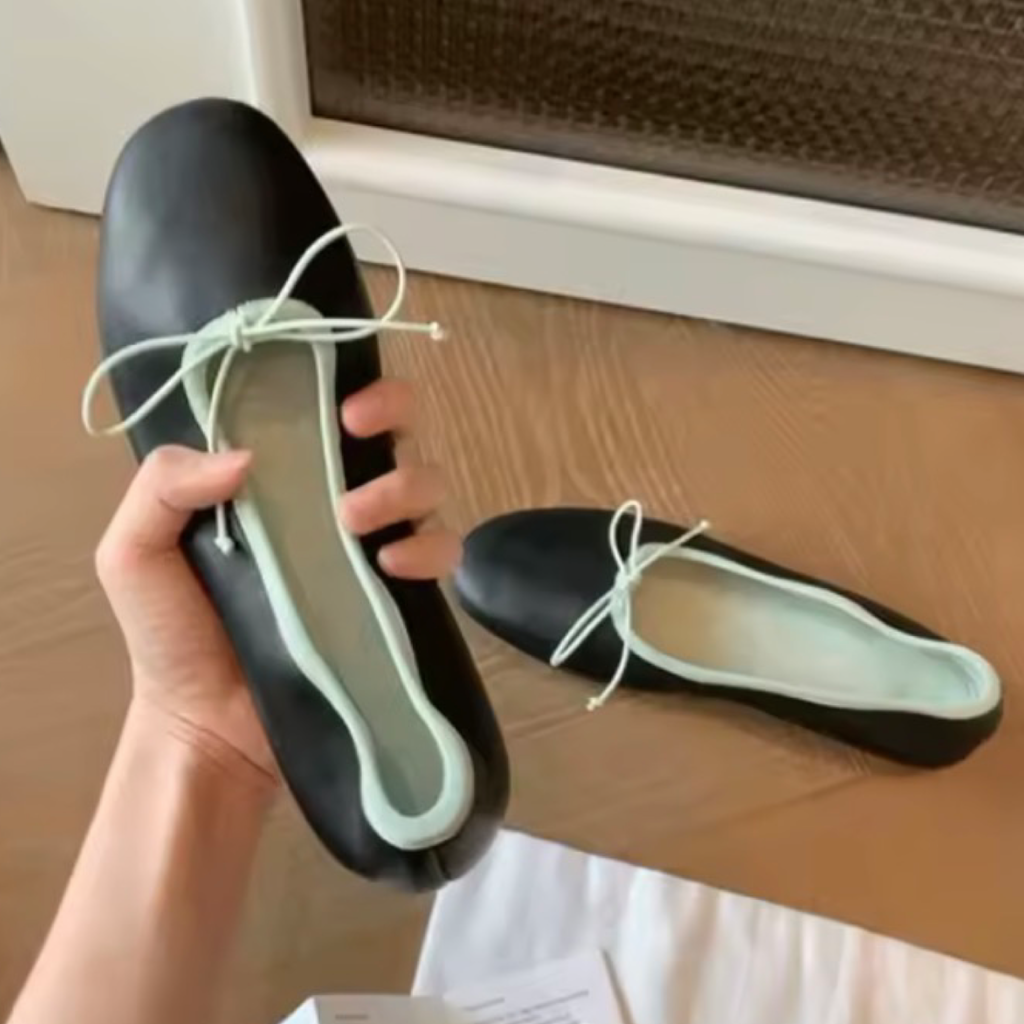 French-Inspired Genuine Leather Ballet Flats – Soft Round Toe Slip-On Shoes