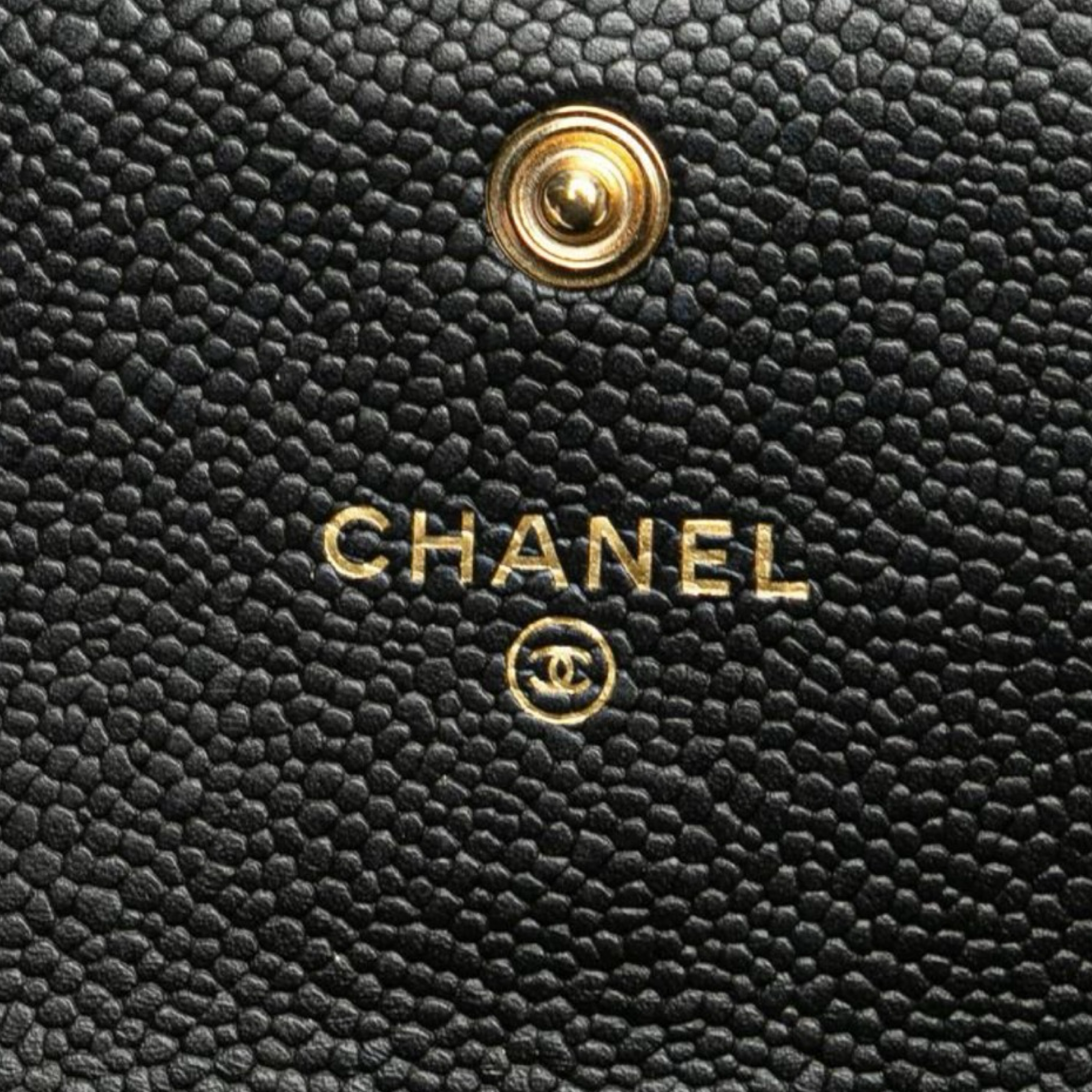 Chanel Boy Coco Mark Chain Wallet Caviar Leather Previously Owned Authentic