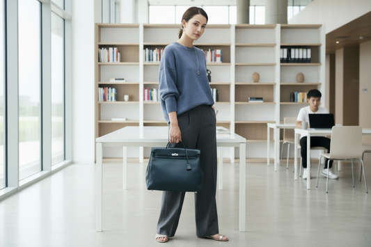 Hermès Herbag MM Toile Officier Leather Handbag Black Pre-Owned – Good Condition | L’LUXE Vintage