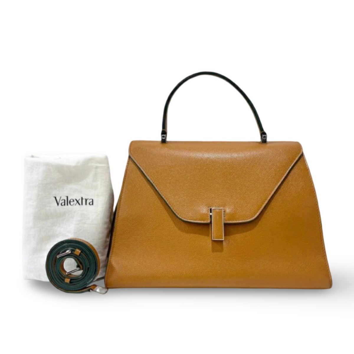 Valextra Iside Large Brown Leather 2-Way Handbag Authentic – Previously Owned
