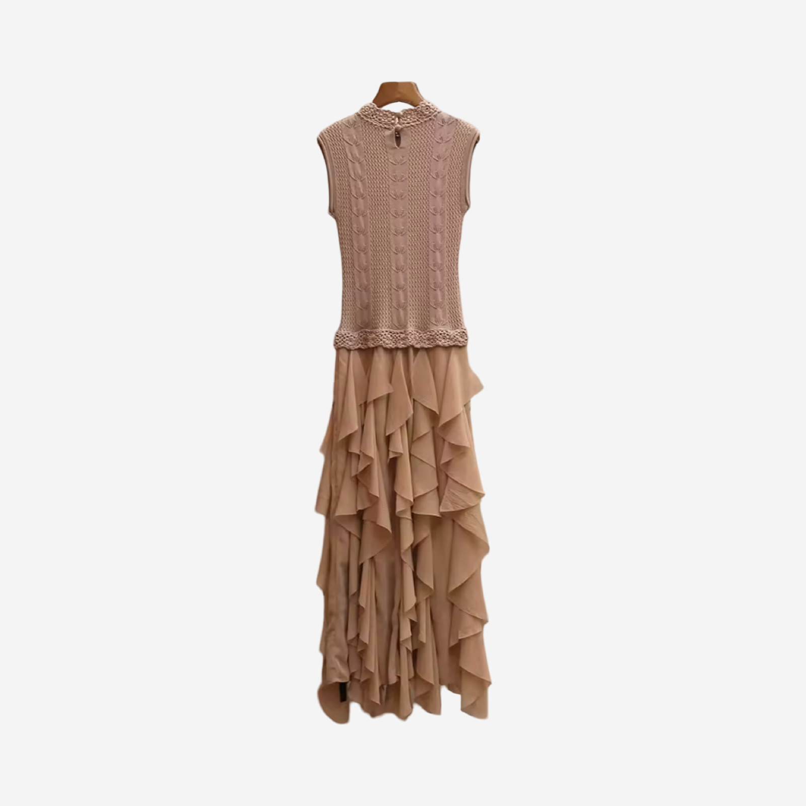 Knit & Ruffle Layered Midi Dress