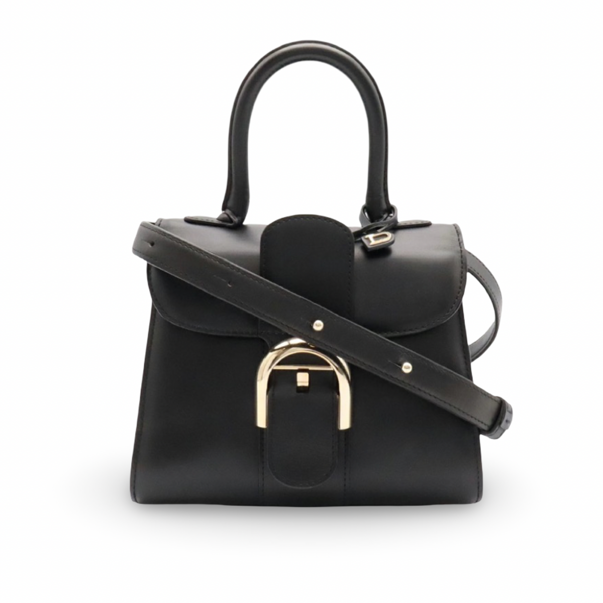 Delvaux Brillant Mini Black Leather Top Handle Bag with Gold Hardware – Authentic- Previously Owned