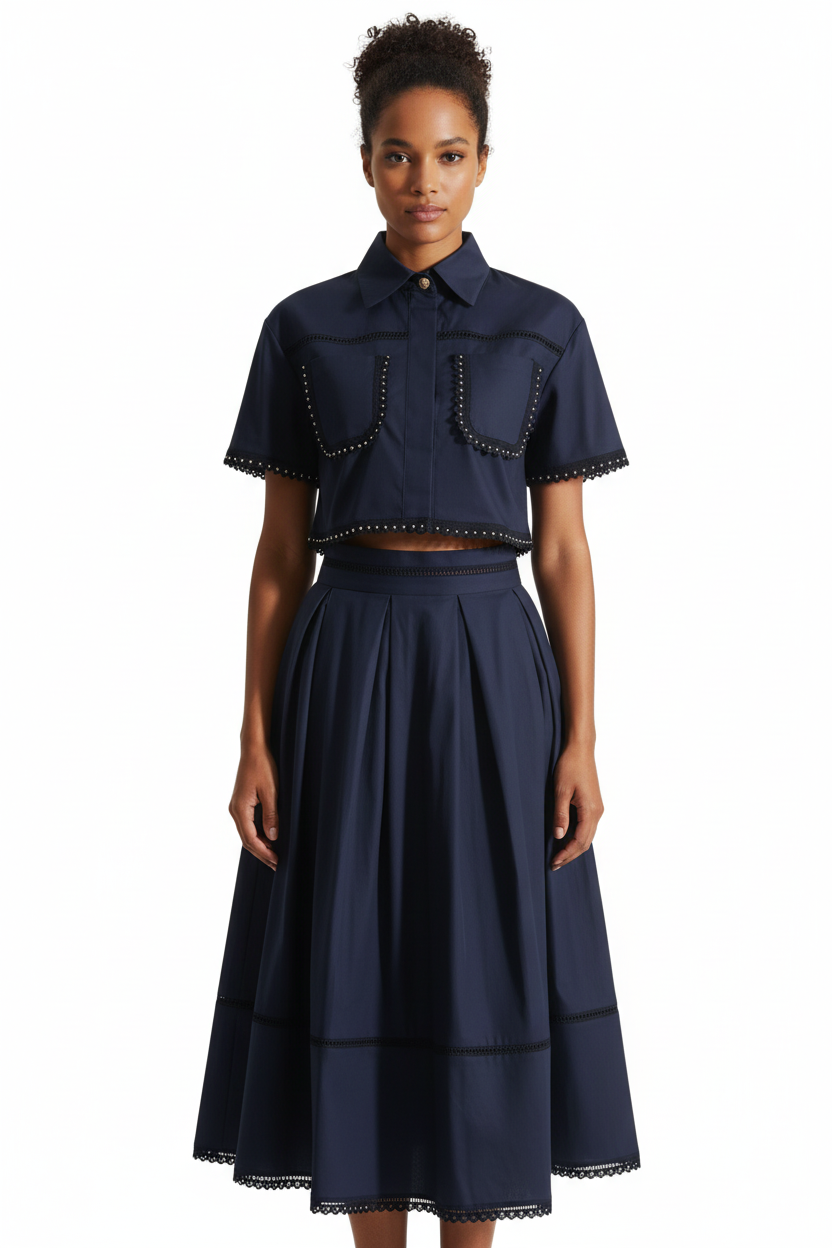 A-Lined Skirt & Lapel Top | L’LUXE Matching Set