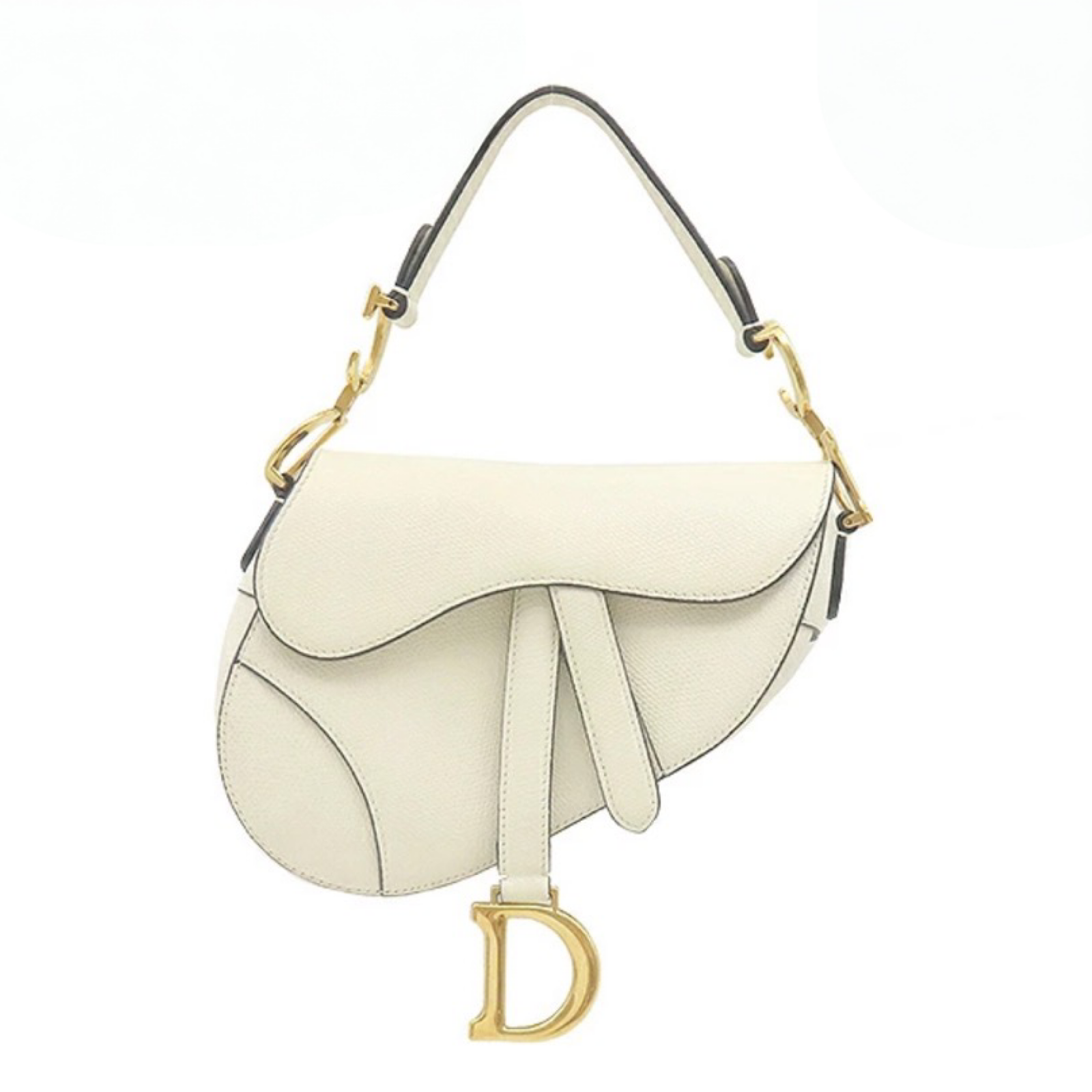 Christian Dior Mini Saddle Bag White Leather Gold Hardware | Authentic Previously Owned