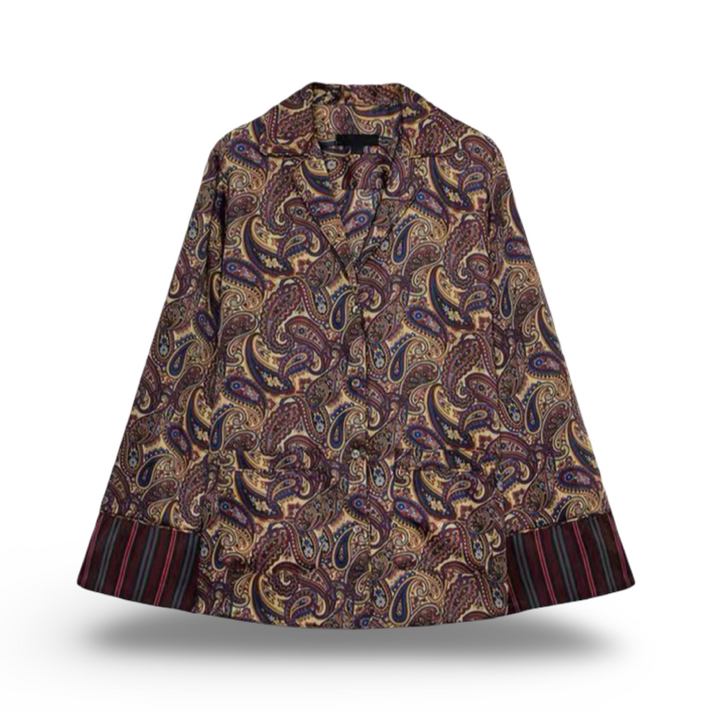 Paisley Satin Shirt & Wide-Leg Pants – Autumn ’26