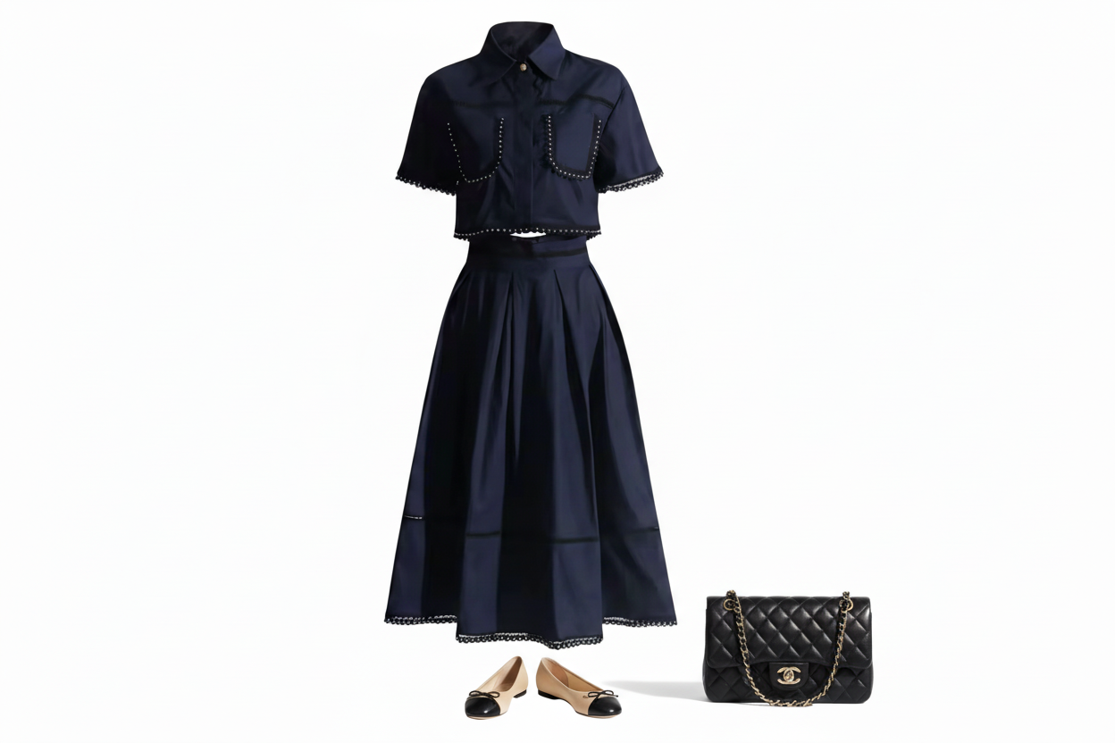 A-Lined Skirt & Lapel Top