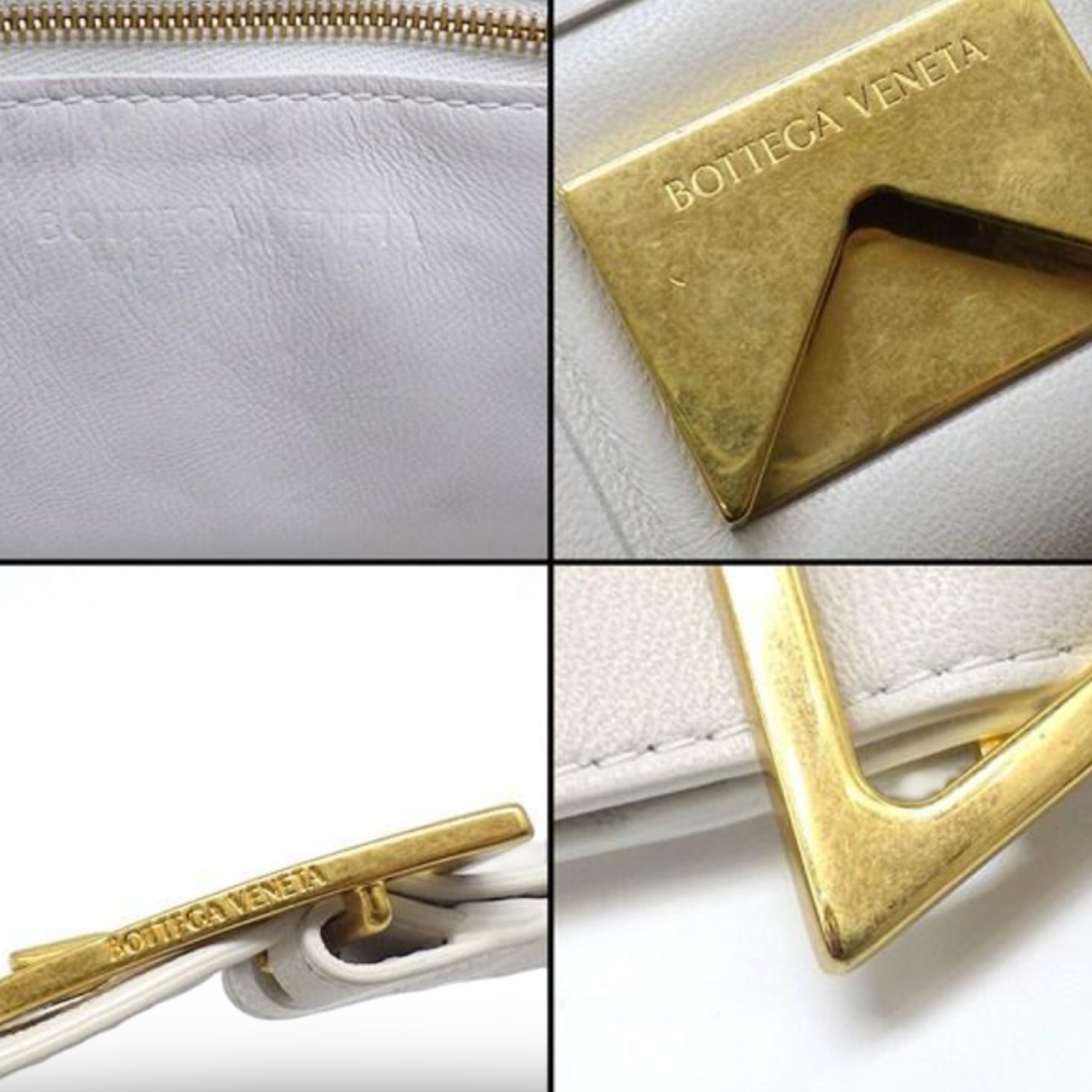 Bottega Veneta Padded Cassette Shoulder Bag Chalk Lambskin Gold Hardware Previously Owned Authentic