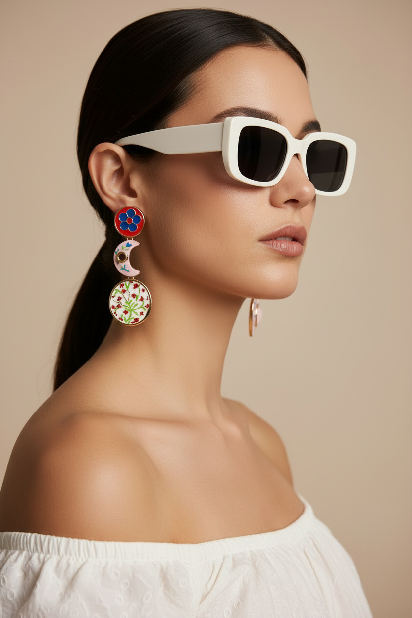 Artistic Asymmetrical Floral earrings
