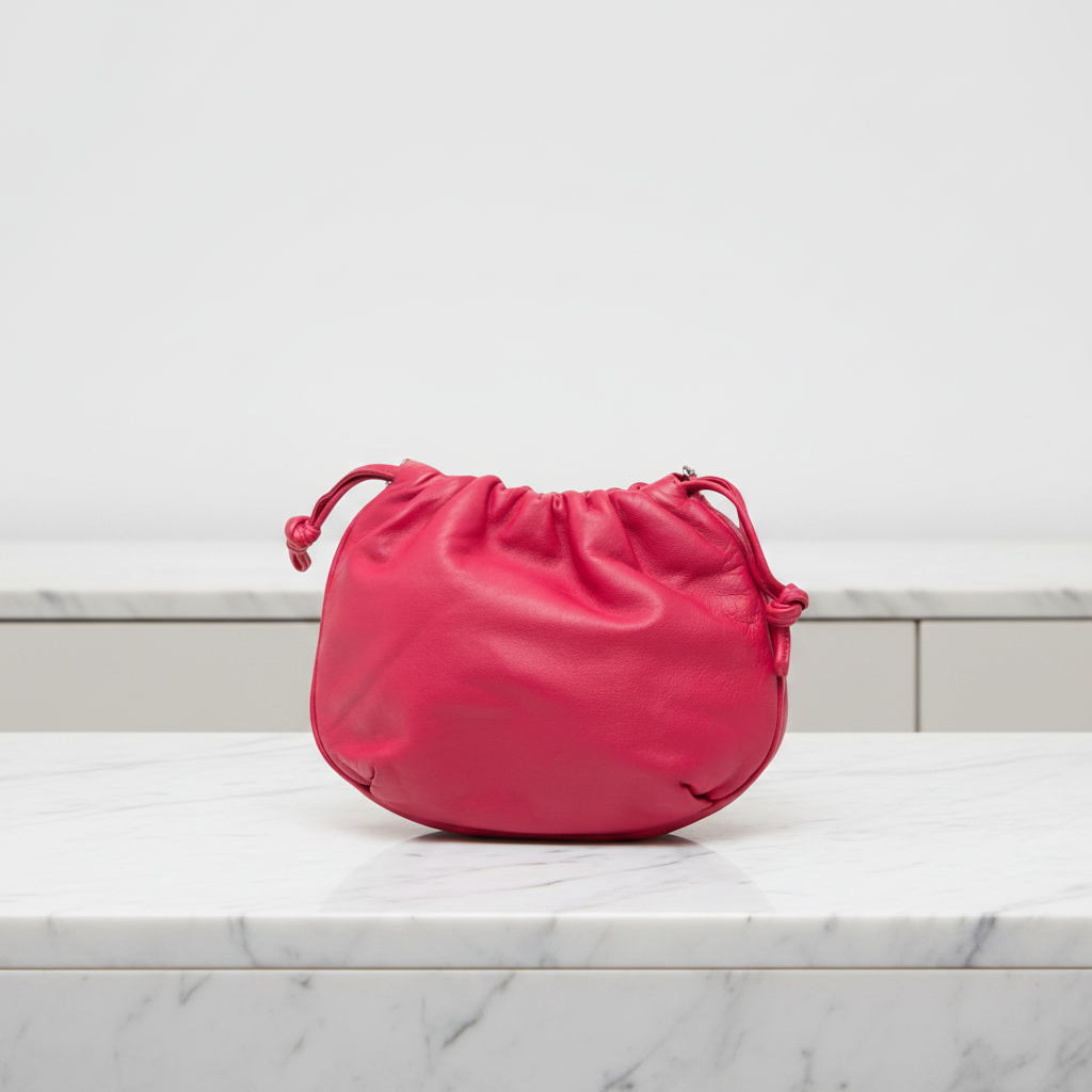 LOEWE Anagram Drawstring Chain Shoulder Bag Pink Leather Previously Owned Authentic