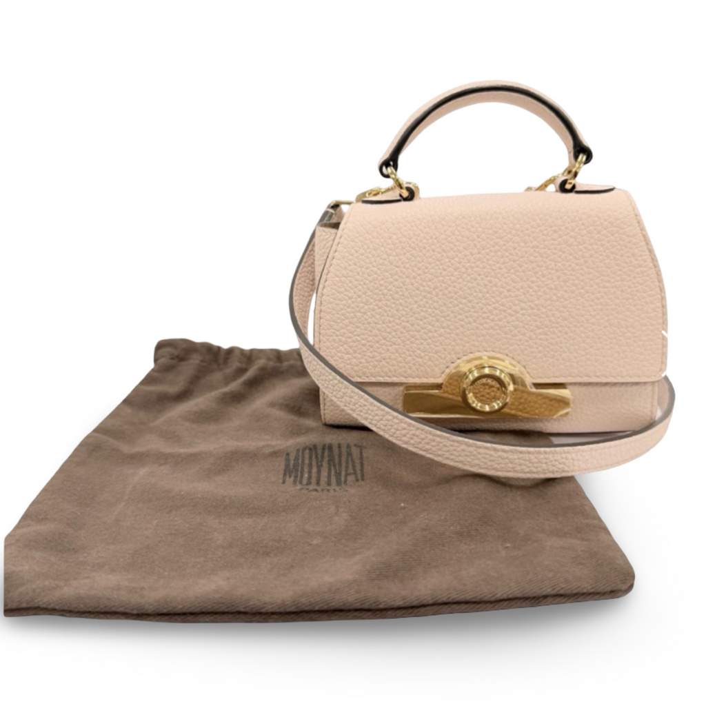 Moynat Réjane Nano Pink Beige Leather 2-Way Mini Handbag Authentic Previously Owned