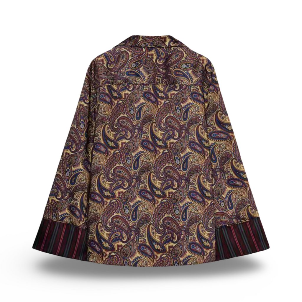 Paisley Satin Shirt & Wide-Leg Pants – Autumn ’26