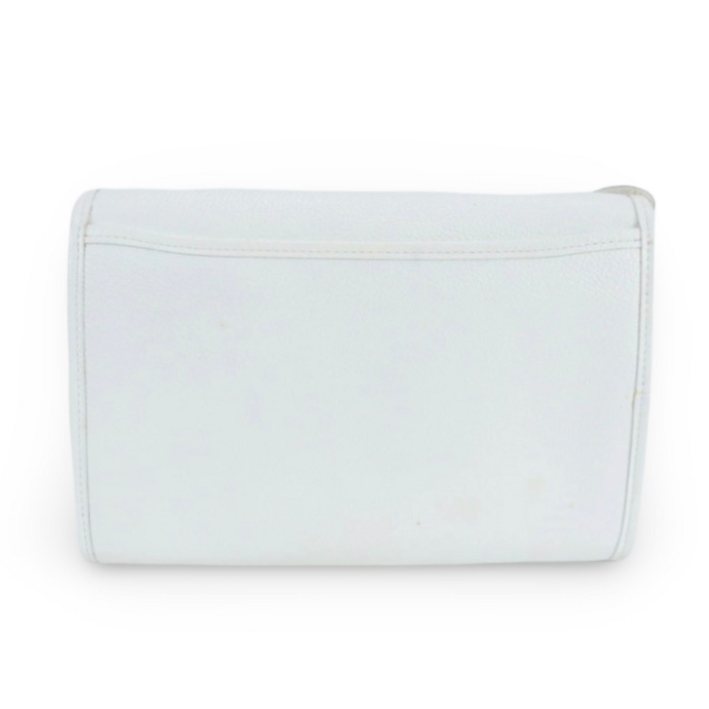 Vintage Yves Saint Laurent YSL Logo Plate White Leather Envelope Crossbody Bag – Authentic Previously Owned
